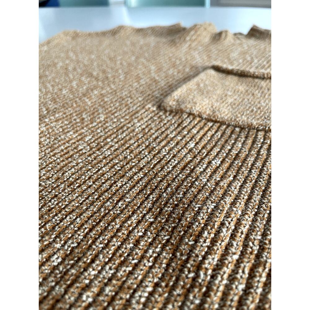 Free People Beach Sz L Freya Ribbed Sweater Tan Cotton Boxy Cropped Boho Casual - Picture 6 of 10
